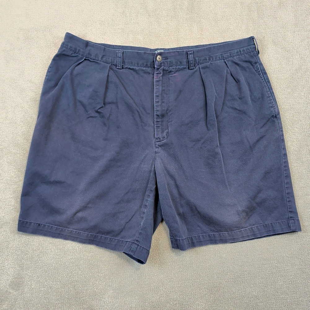 Polo Ralph Lauren Tyler Shorts Mens 40 Navy Blue Pleated Chino Cotton Vintage